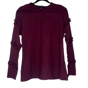 Catherine Malandrino Berry Red Ruffled Long Sleeve Top NWOT